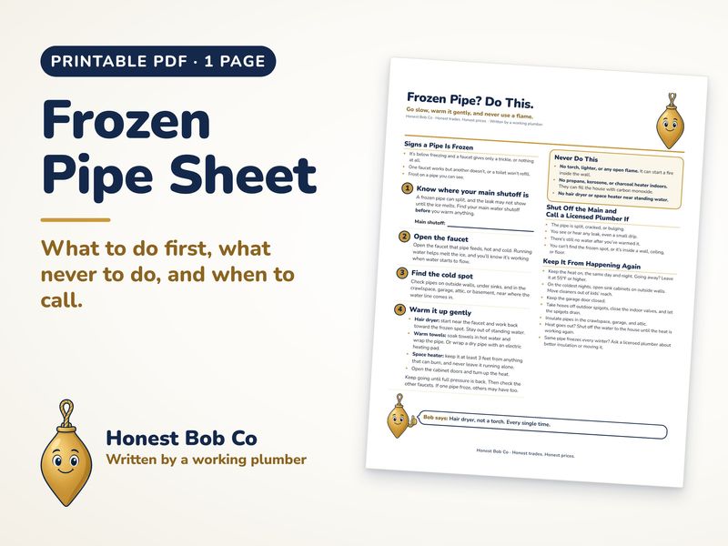 Frozen Pipe Sheet printable, one page, next to its title card