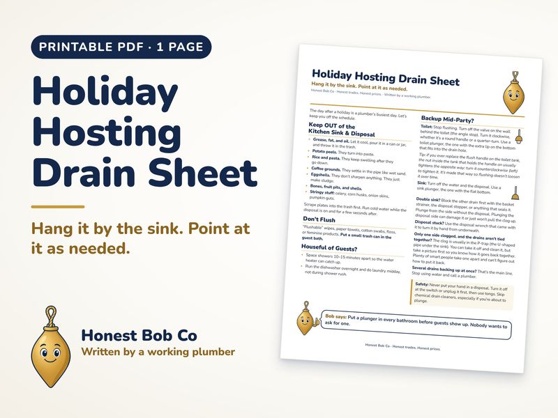 Holiday Hosting Drain Sheet printable, one page