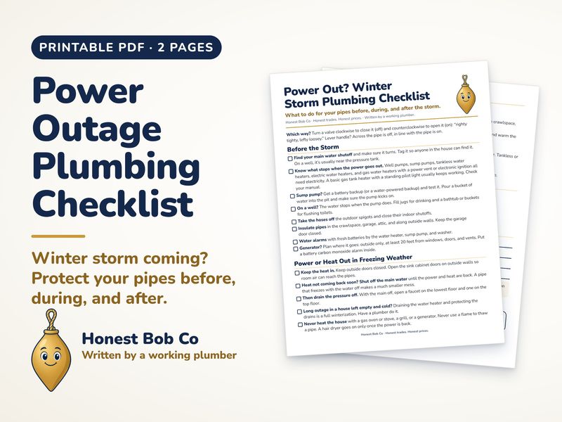Power Outage Plumbing Checklist printable pages